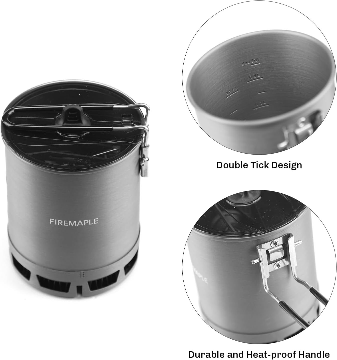 Thumbnail 5 de Fire-Maple Petrel Ultralight camping cookware set (0.6L pot, titanium stove, heat exchanger base)