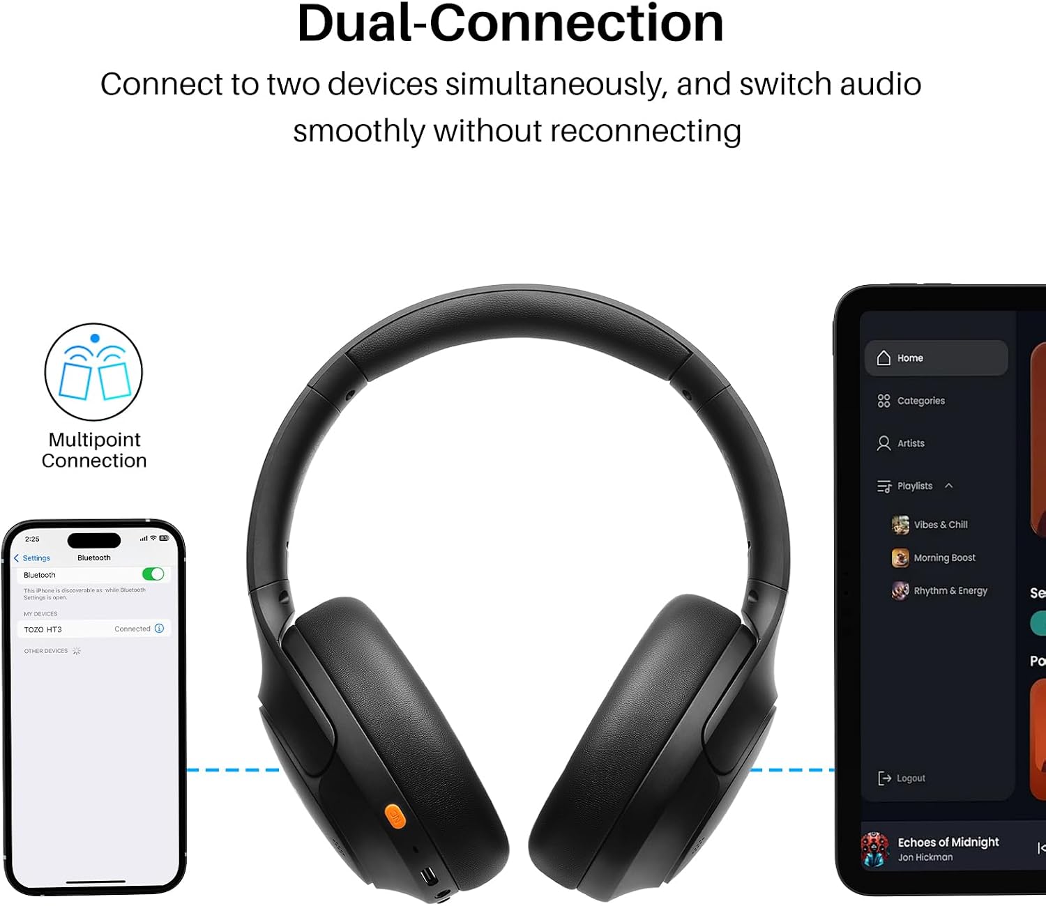 Detalle 2 de TOZO Wireless Headphones, 90-Hour Battery