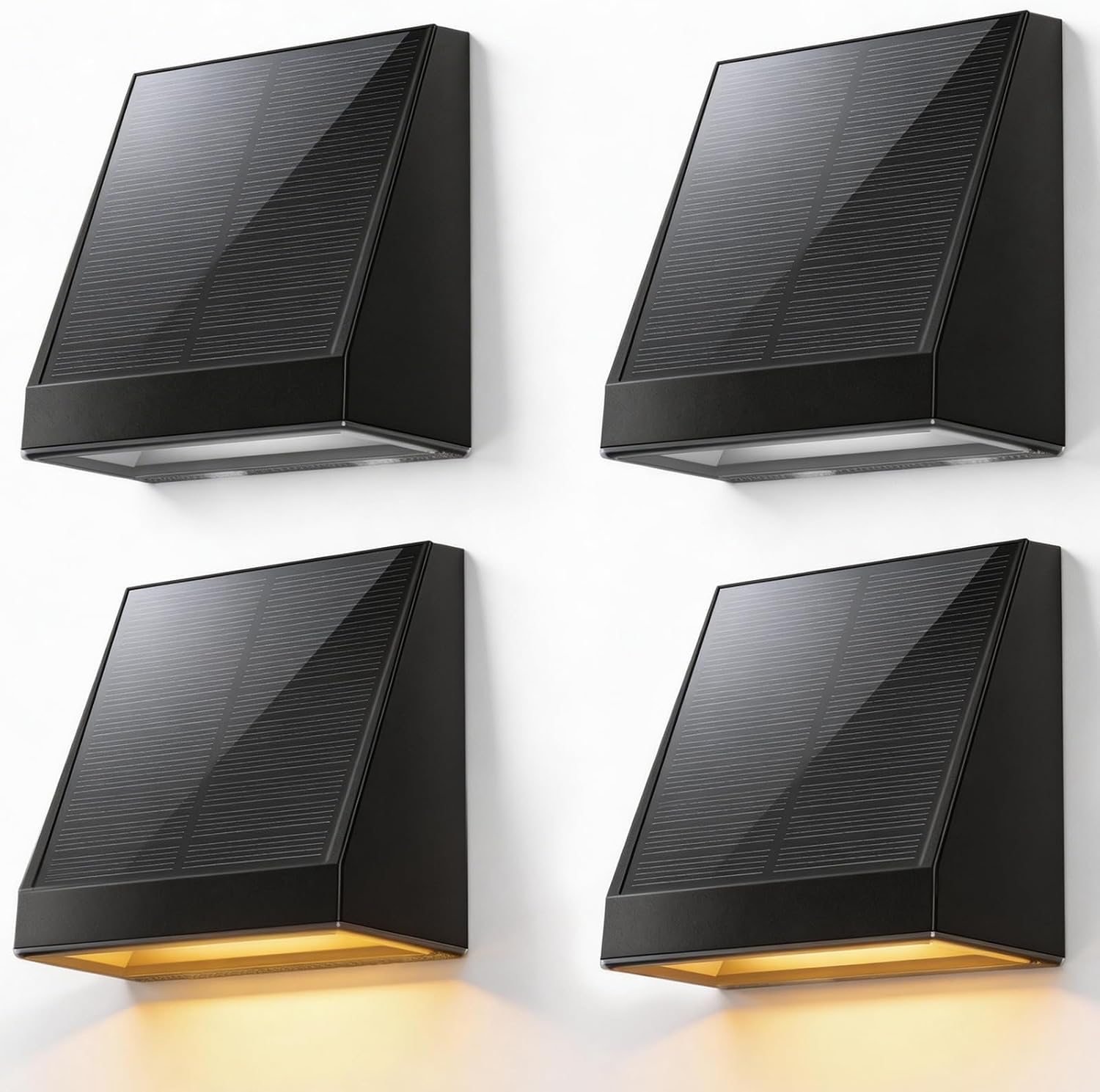 Detalle de Soiarllt 4-Pack Solar Wall Sconces, Warm White, Motion Sensor, IP65