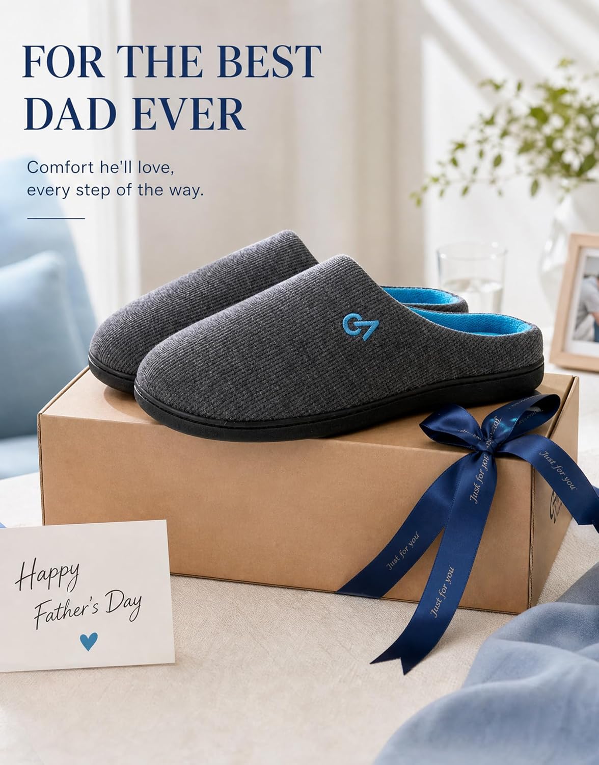 Detalle de VeraCosy Men's Two-Tone Memory Foam Slippers