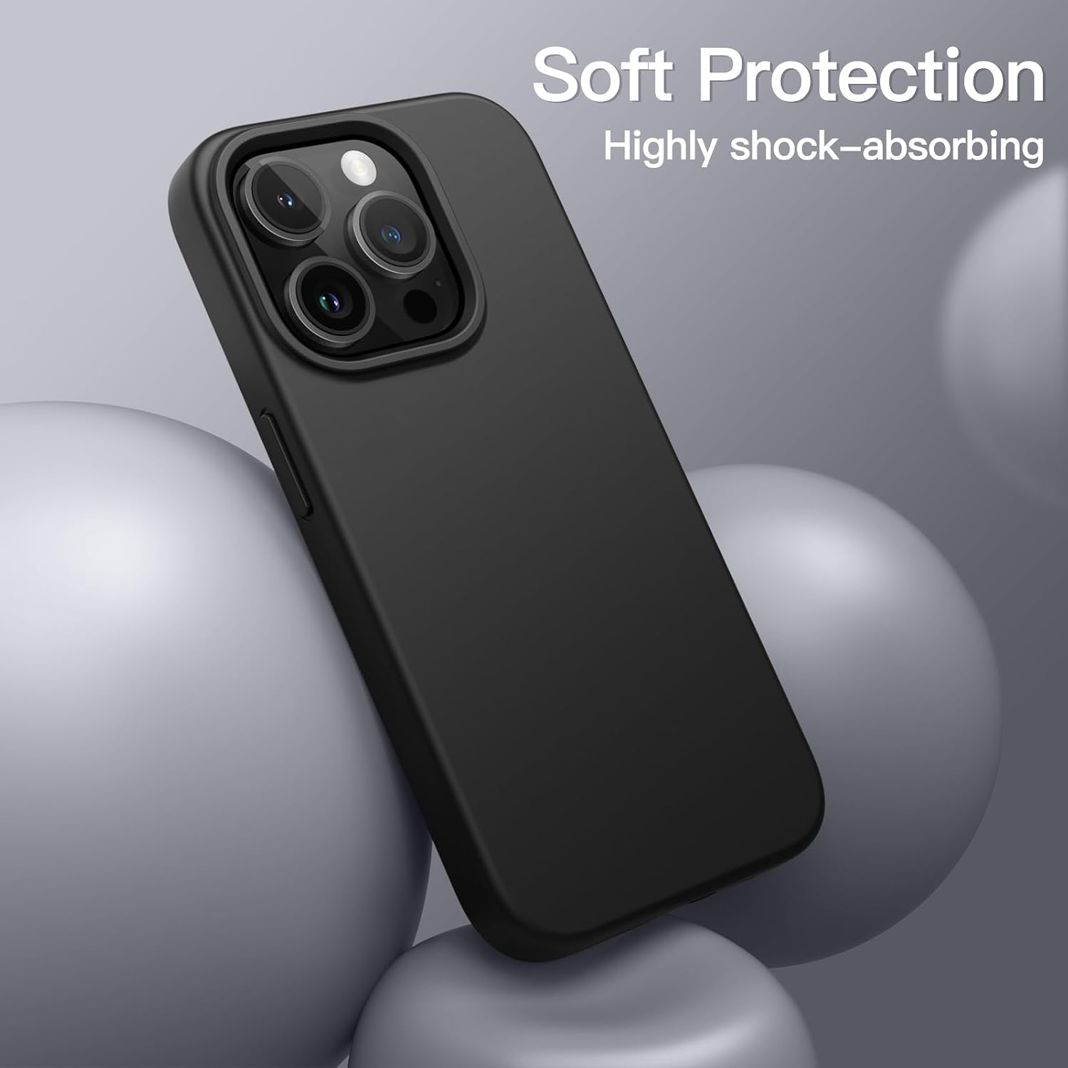Detalle 2 de JETech silikonskal för iPhone 15 Pro Max, svart med mikrofiberfoder