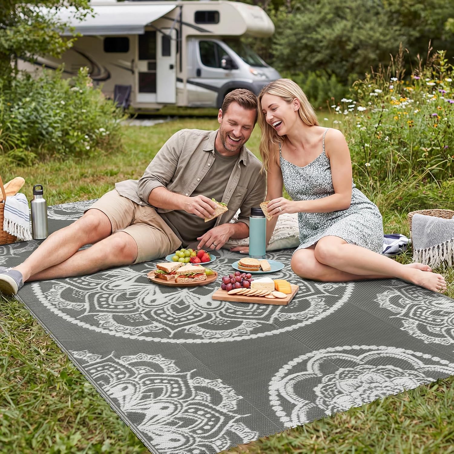 Thumbnail 5 de IMIYOKU Outdoor Rug for Patio – Reversible Waterproof Plastic Straw Rug, 150x245cm