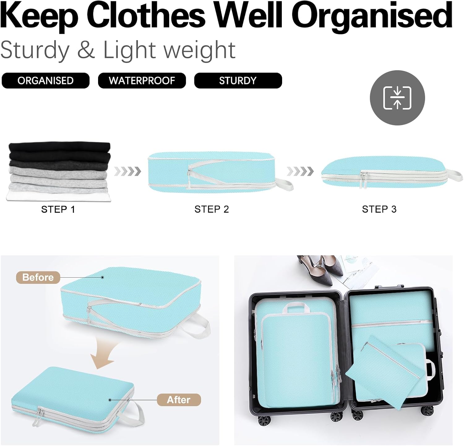 Detalle 2 de Compression packing cubes 5 pack