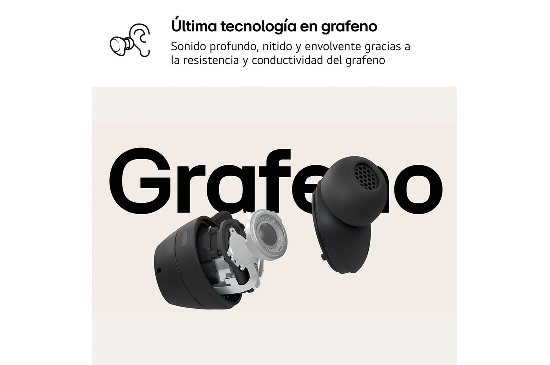 Detalle de LG xboom Buds Lite: auriculares inalámbricos con cancelación de ruido y batería de larga duración