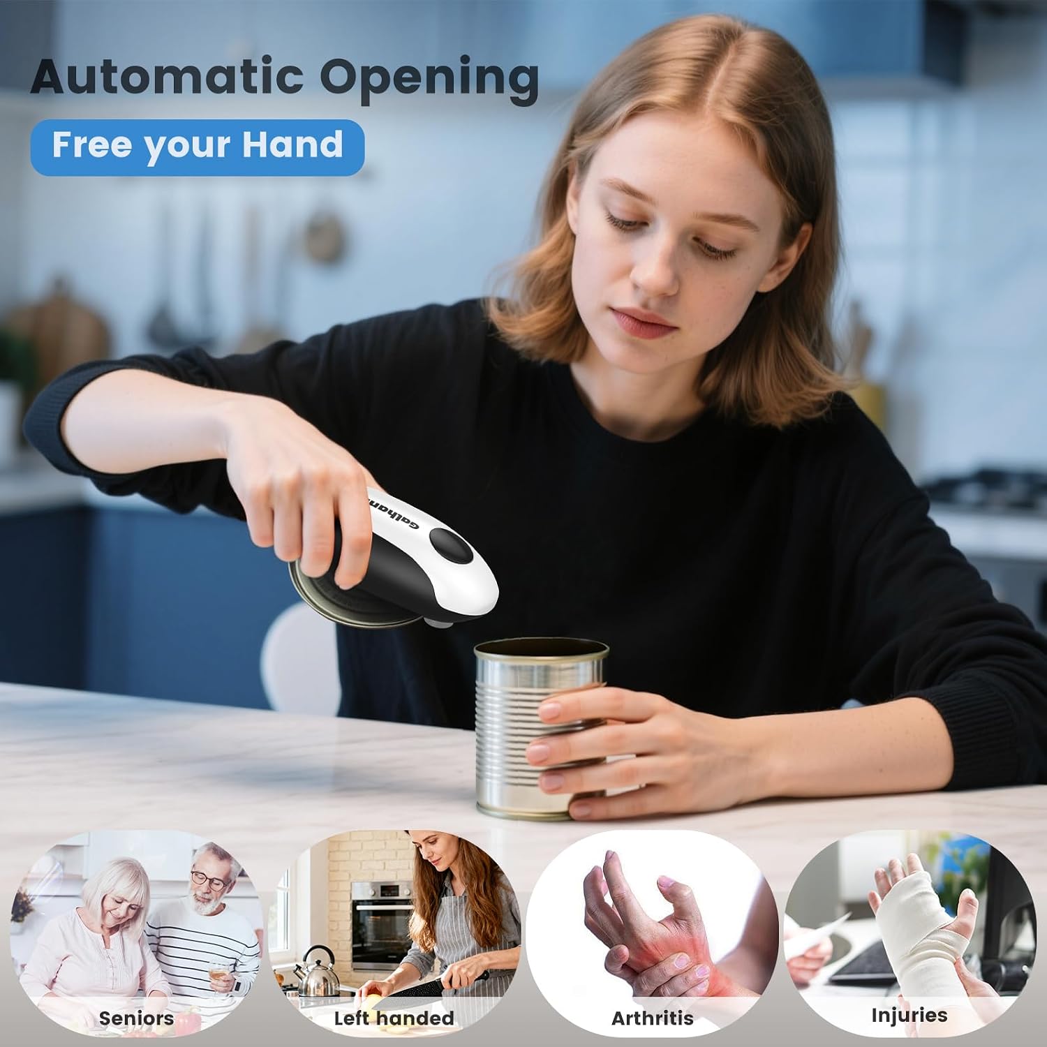 Thumbnail 4 de Rechargeable Electric Can Opener with One-Touch Operation and 360° Cutting