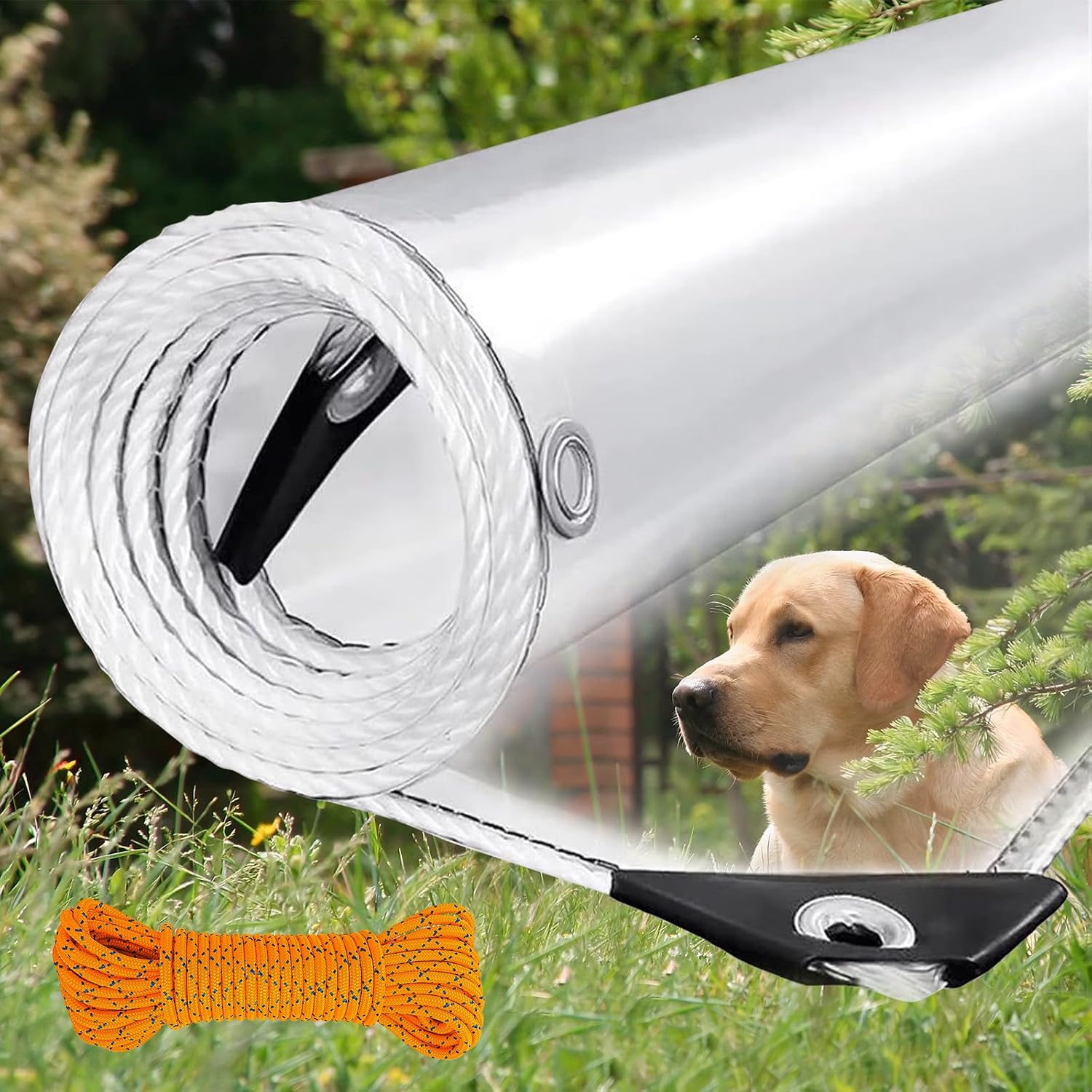 Detalle de Sinessy Clera Tarps Clear PVC Vinyl Tarp, 3 x 6 ft, 14 mil with Grommets