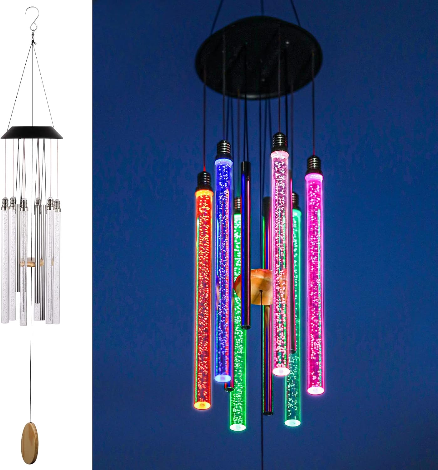 Detalle de DesGully FD-EP-230201-1572 Solar Wind Chime, 37-Inch, 6 LED Bars