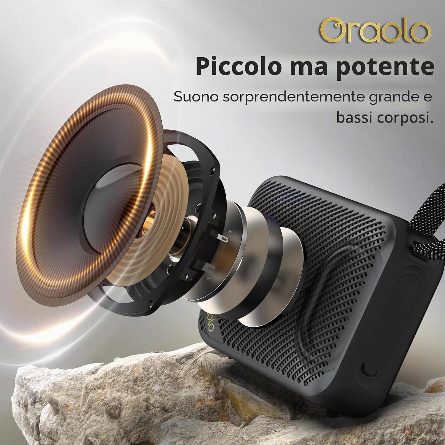 Detalle de Oraolo Cassa Bluetooth Portatile: mini altoparlante IPX7, design compatto con TWS e 20 ore di autonomia
