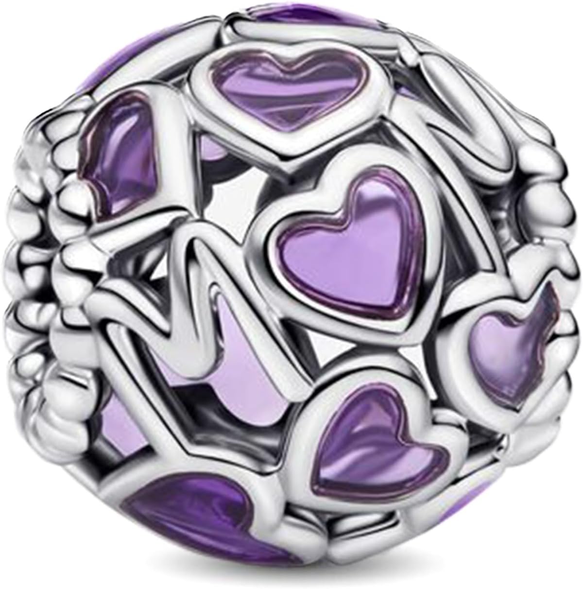 Detalle de PHCLASY 2025 Graduation Corazón con zirconia cúbica en plata de ley (abalorio compatible)