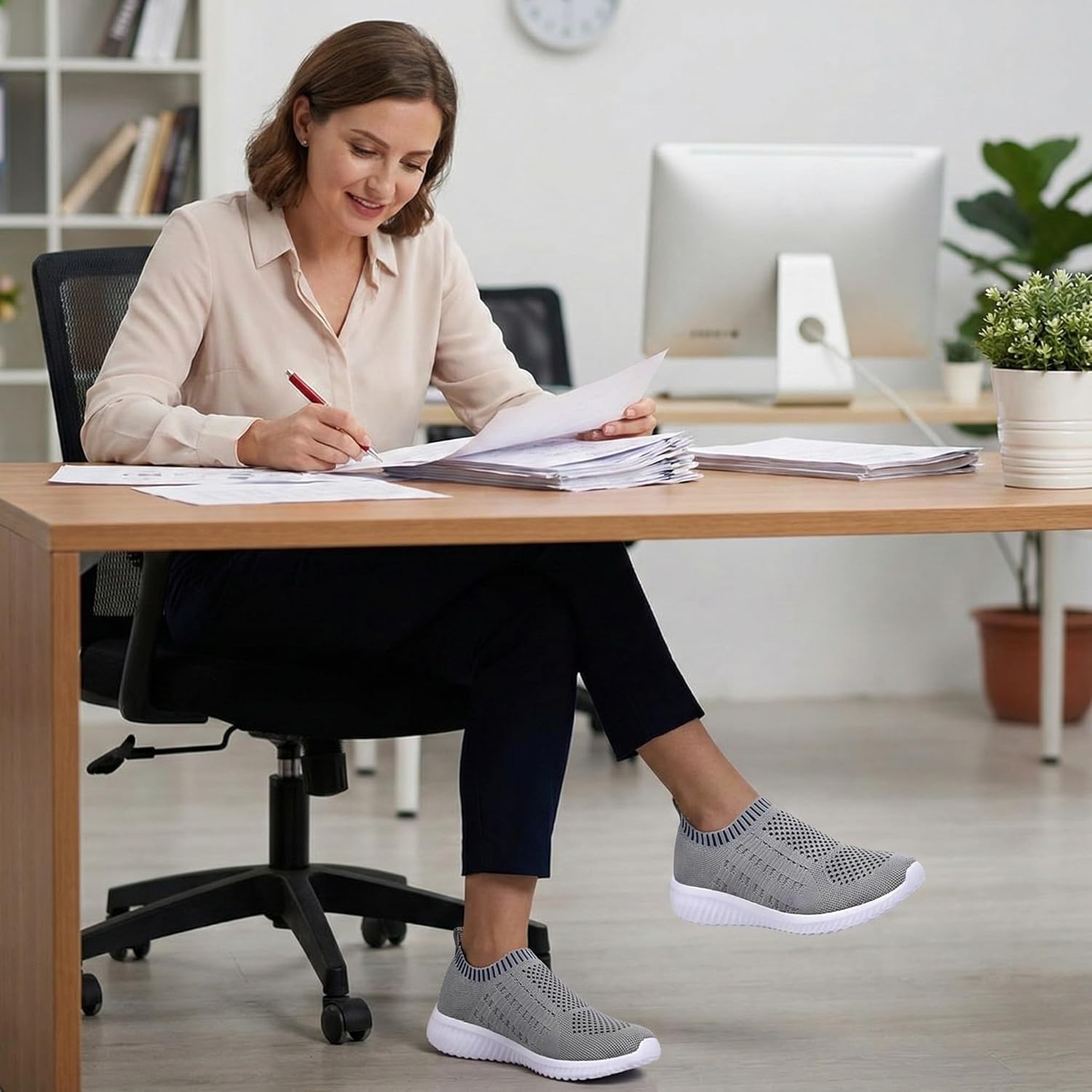 Detalle 2 de TIOSEBON Damen Slip On Laufschuhe – Atmungsaktives Mesh, Leicht & Bequem