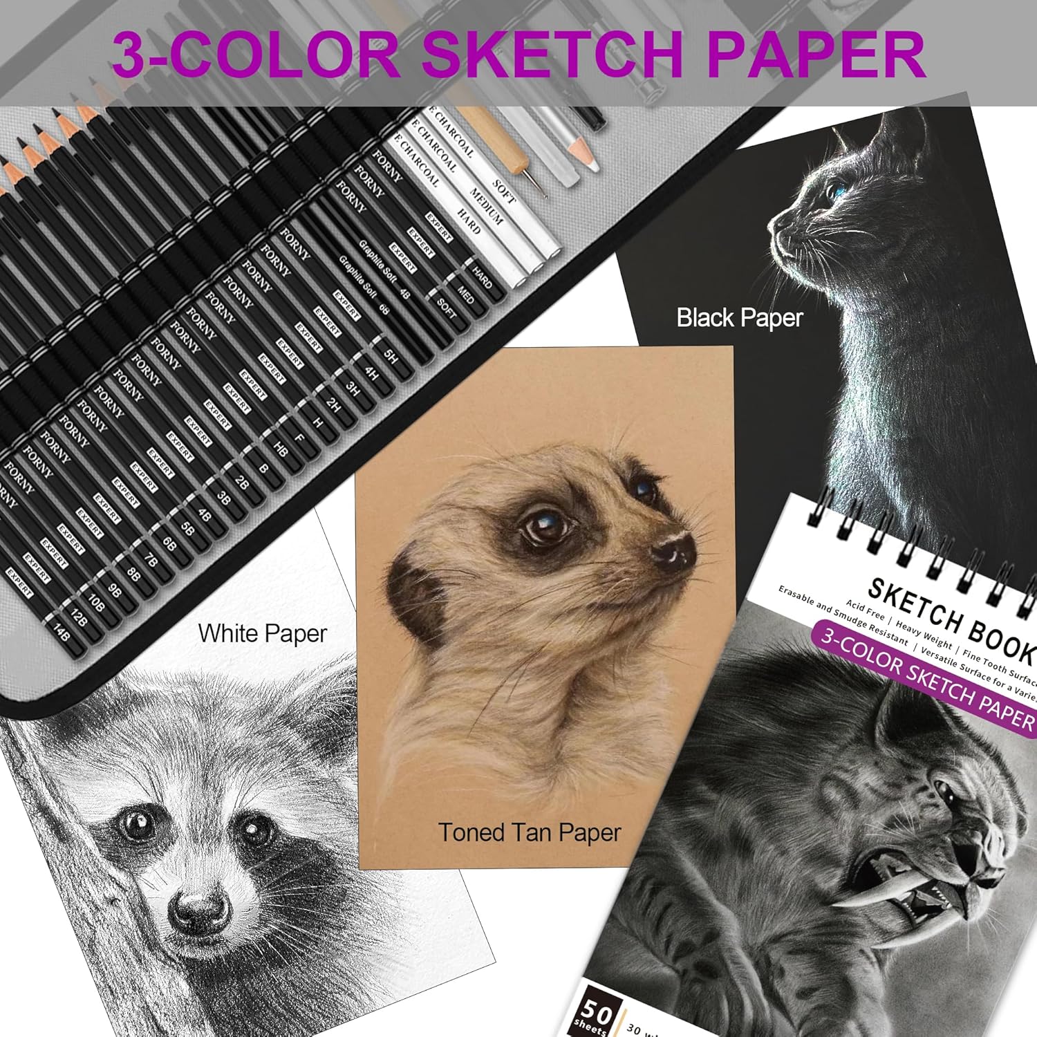 Thumbnail 6 de HIFORNY Lot de 60 crayons de dessin ✏️