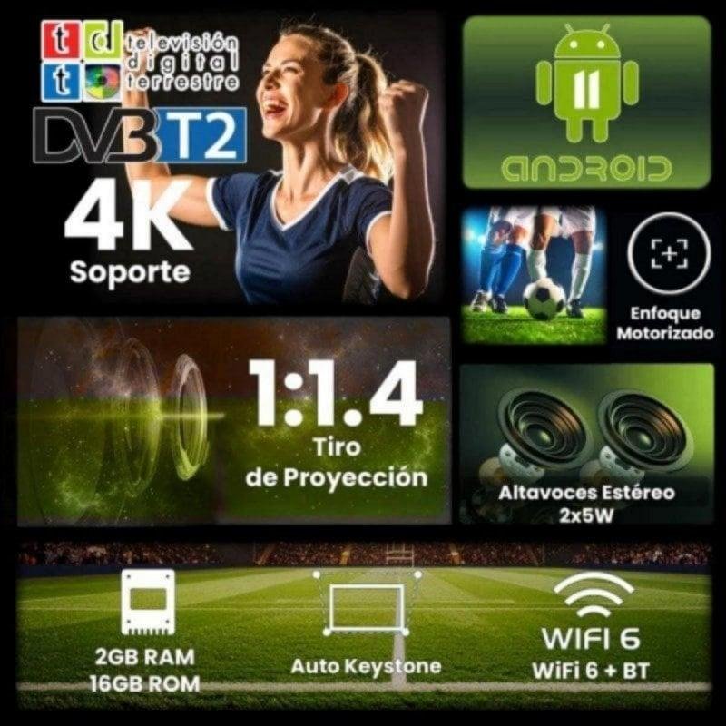 Detalle 2 de Unicview FHD3000: Proyector FullHD 1080p de 600 lúmenes con Android TV y 300" para cine en casa y presentaciones