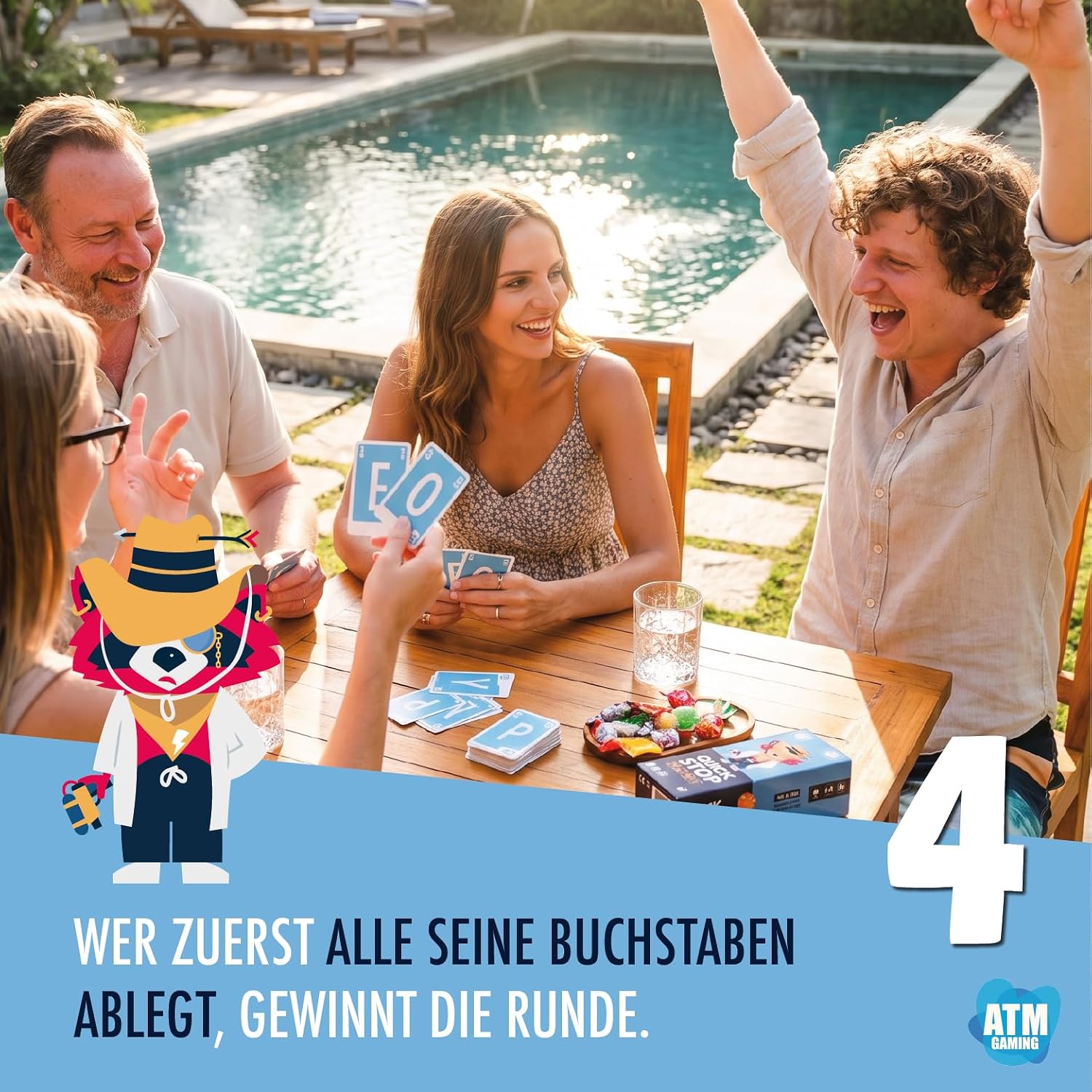 Thumbnail 6 de ATM Gaming QuickStop „Das Buchstaben-Duell“ – Familien-Edition, Kartenspiel für 2–7 Spieler ab 7 Jahren