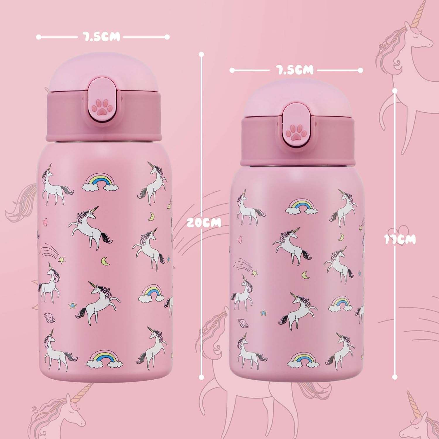 Detalle de Autsel 500ml Borraccia Bambini con cannuccia: borraccia in acciaio inox con doppia parete e silicone