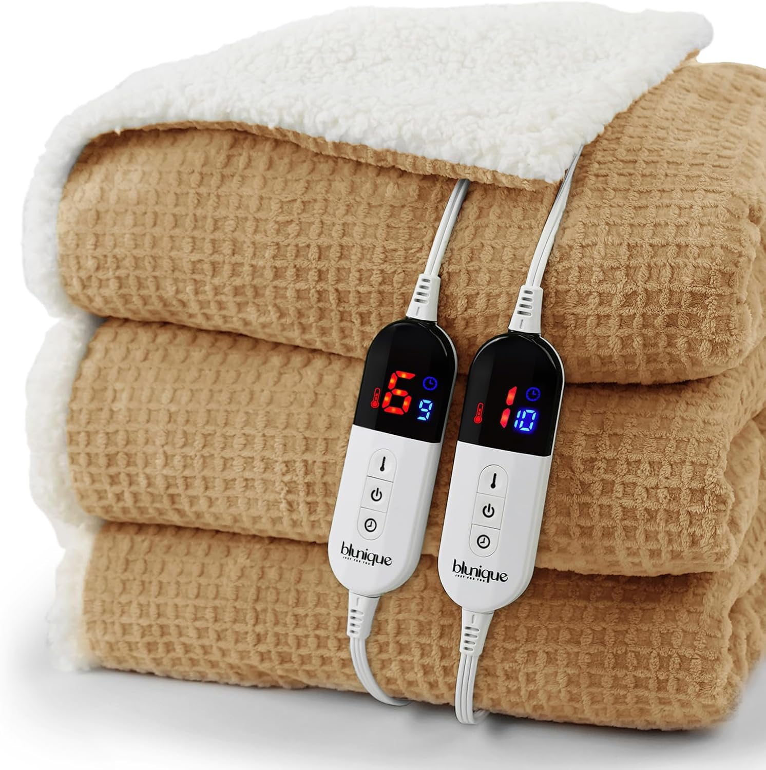 Detalle de blunique Heated Blanket King 90x100, Dual Controllers