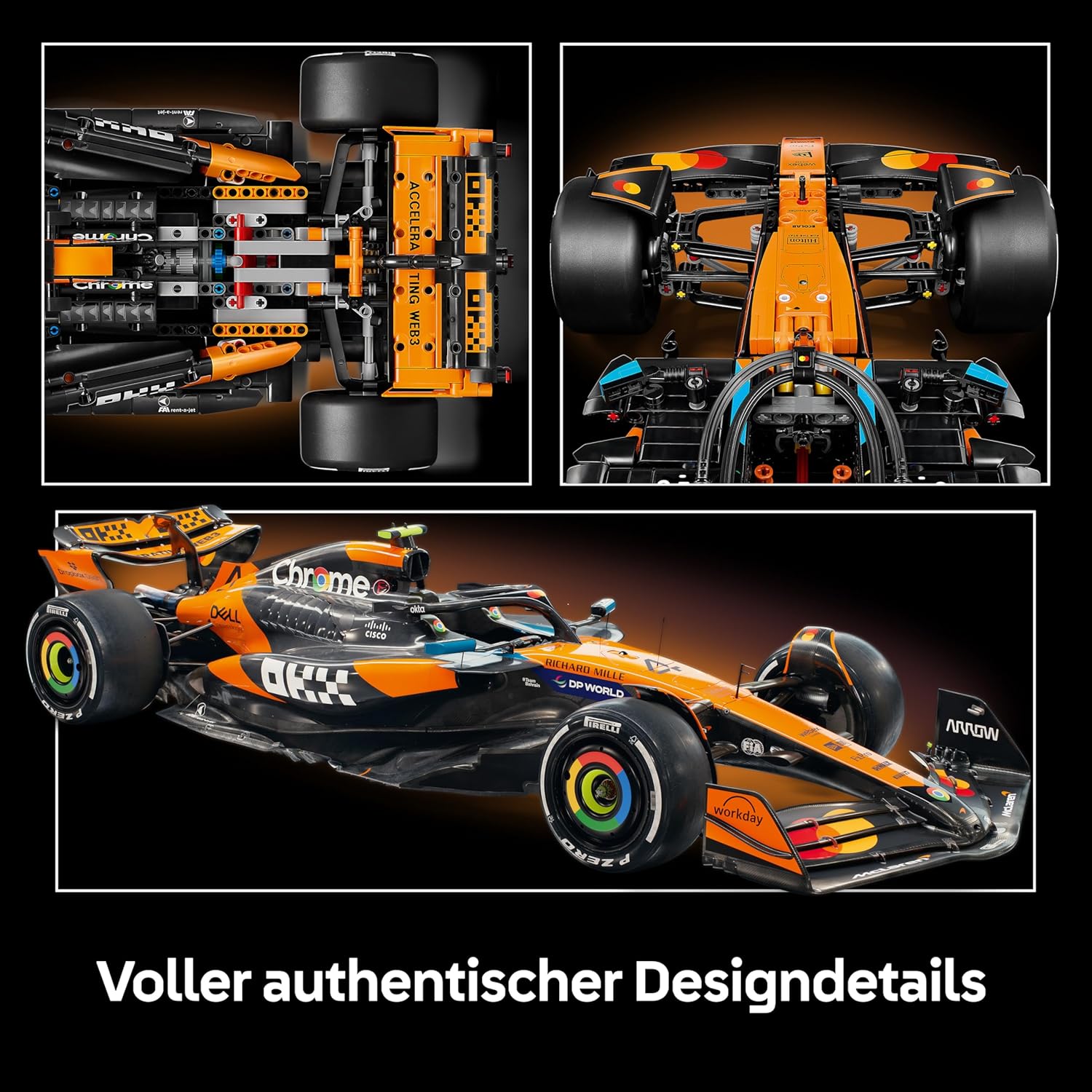 Detalle 2 de LEGO Technic McLaren MCL39 F1 Rennwagen 1:8 – Modellbau für Erwachsene, inkl. V6-Motor, Differenzial & DRS-Aktivierung (42228)