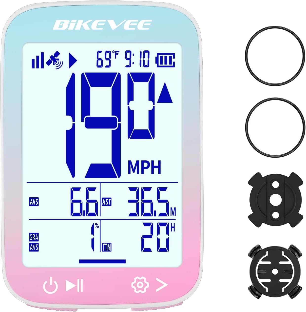 Detalle de Bikevee GPS Fahrradcomputer kabellos – wasserdicht IPX7, 2,4 Zoll FSTN Display, bis zu 28 h Akkulaufzeit