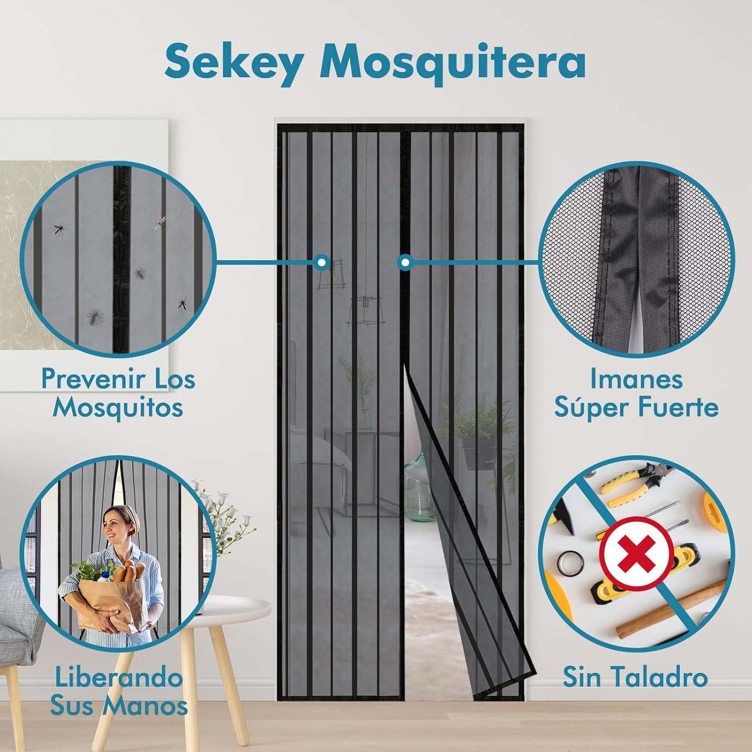 Thumbnail 1 de Sekey Cortina magnética mosquitera 90x210 cm