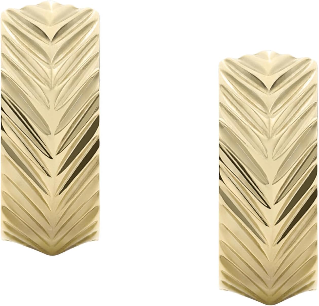 Detalle de Fossil Damen Ohrringe aus goldfarbigem Edelstahl mit Ringverschluss – polierte Oberfläche