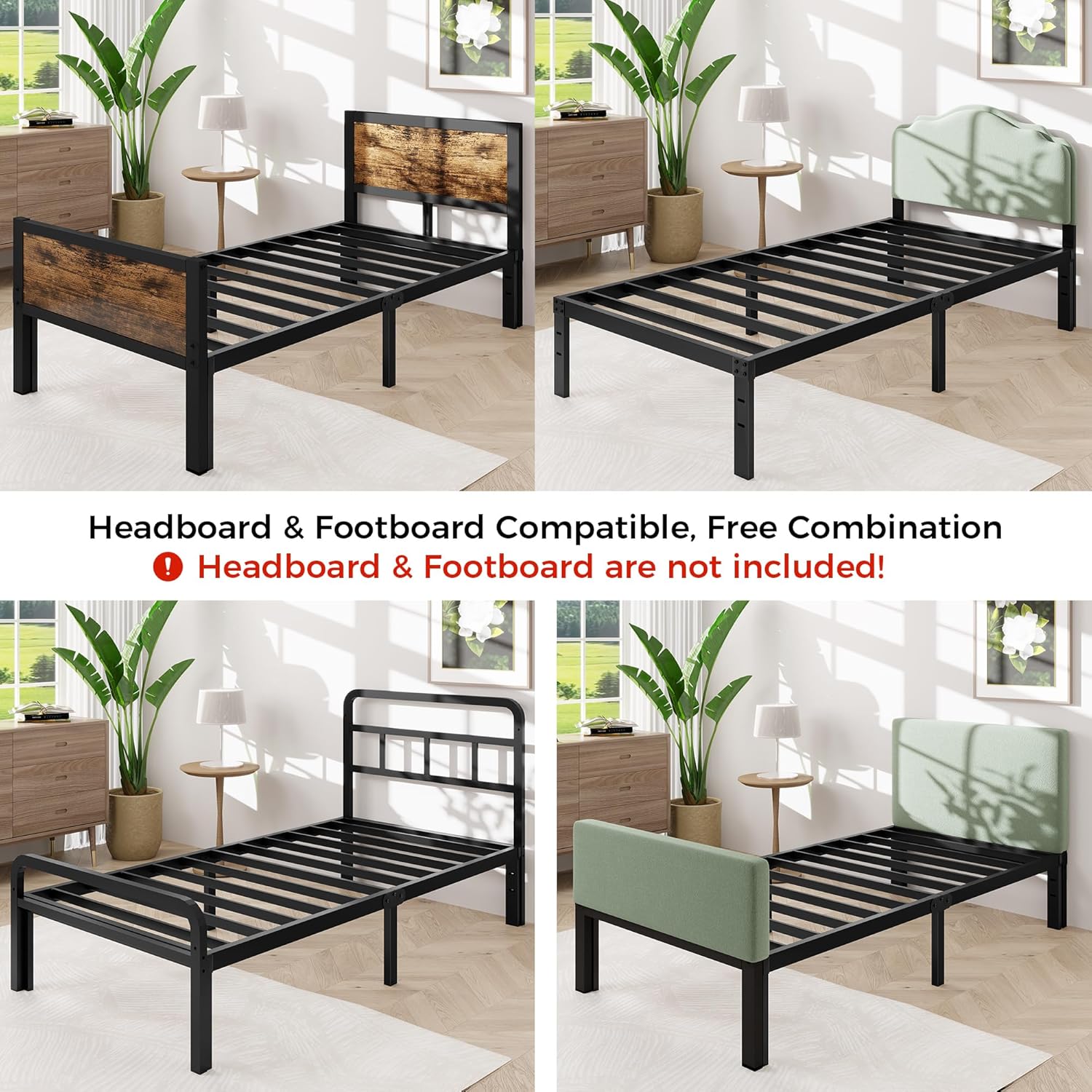 Thumbnail 6 de Awesofurni Twin Bed Frame, 18-Inch Metal Platform with 16-Inch Clearance