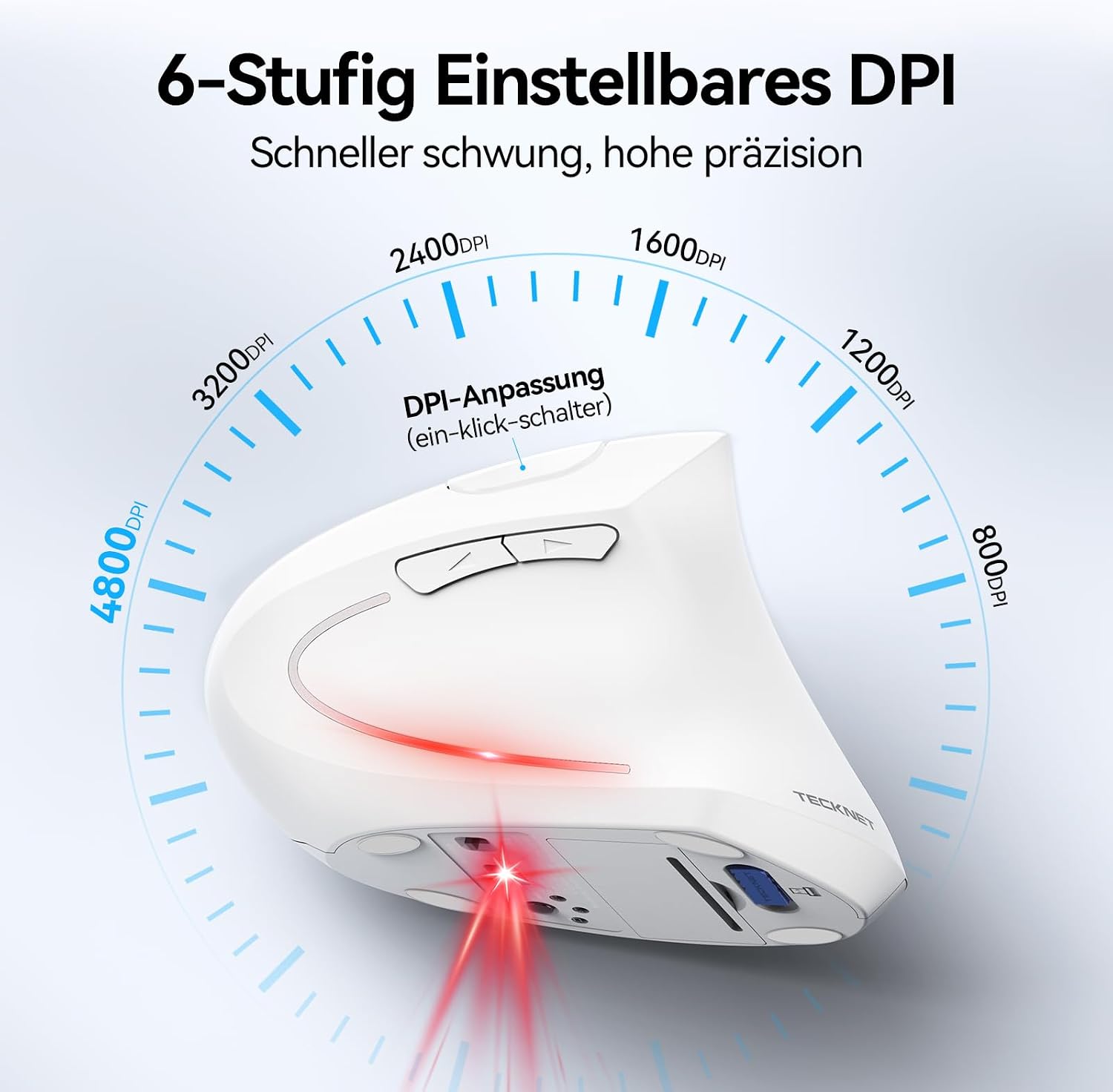 Thumbnail 3 de TECKNET ergonomische vertikale Bluetooth-Maus mit 3 Geräten (BT+BT+USB) und 6 DPI-Stufen