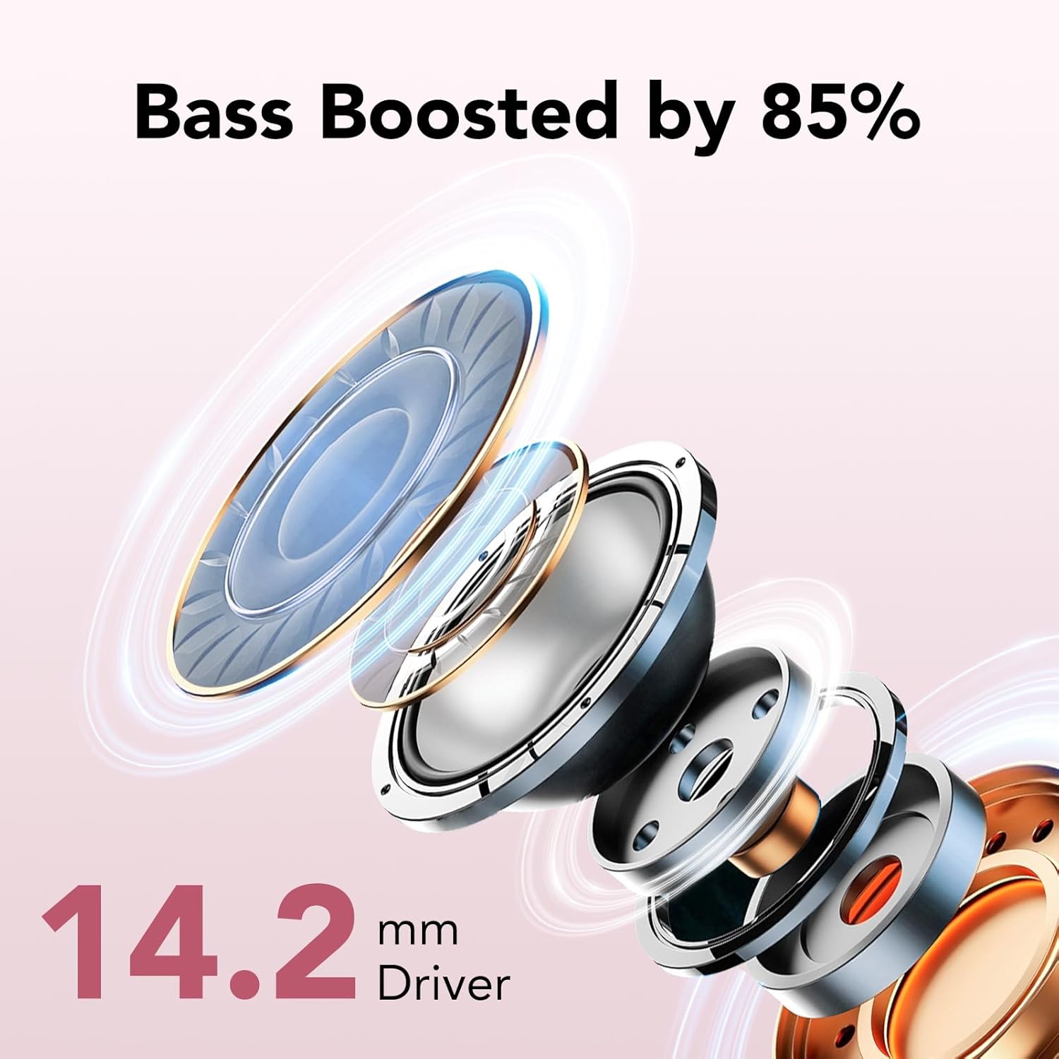 Detalle 2 de Bluetooth Kopfhörer In Ear, Kabellos, 5.3, 50 h Gesamtspielzeit, IPX7, Roségold