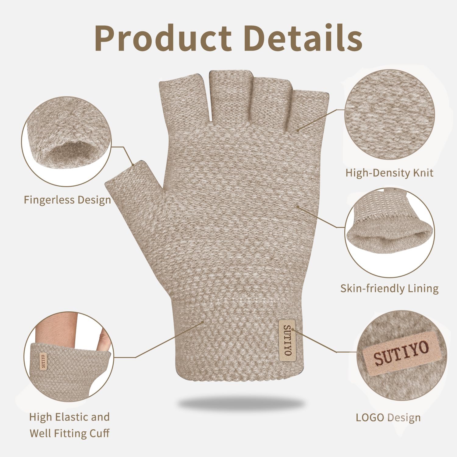 Thumbnail 5 de SUTIYO Fingerless Winter Gloves for Driving