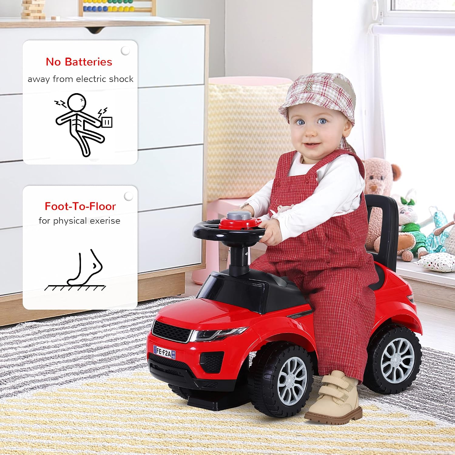 Thumbnail 3 de HOMCOM 3-in-1 Ride On Car for Toddlers (Foot-to-Floor) – Red