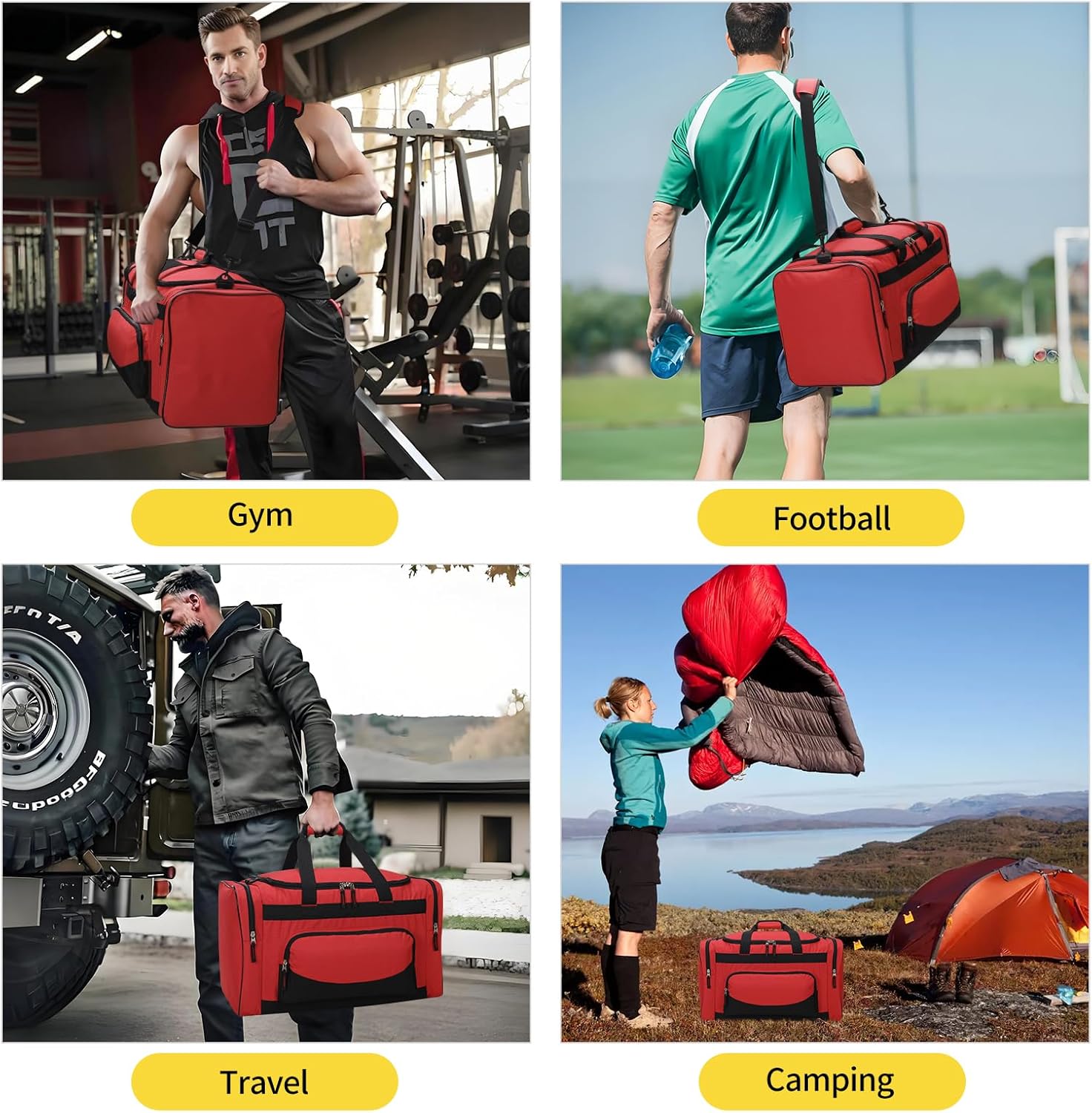 Thumbnail 6 de 55L Gym Duffle Bag: 22-inch Multi-Pocket Holdall for Men