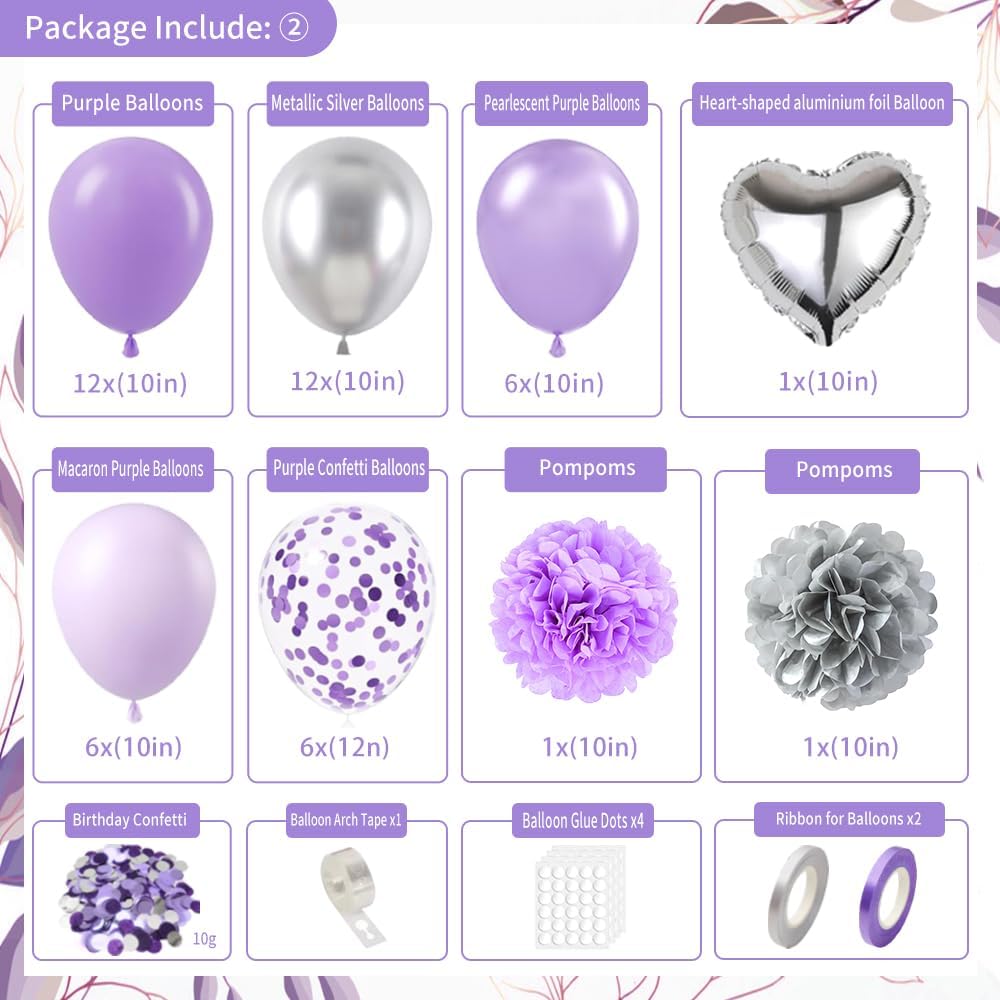Detalle 2 de Purple Birthday Decorations set