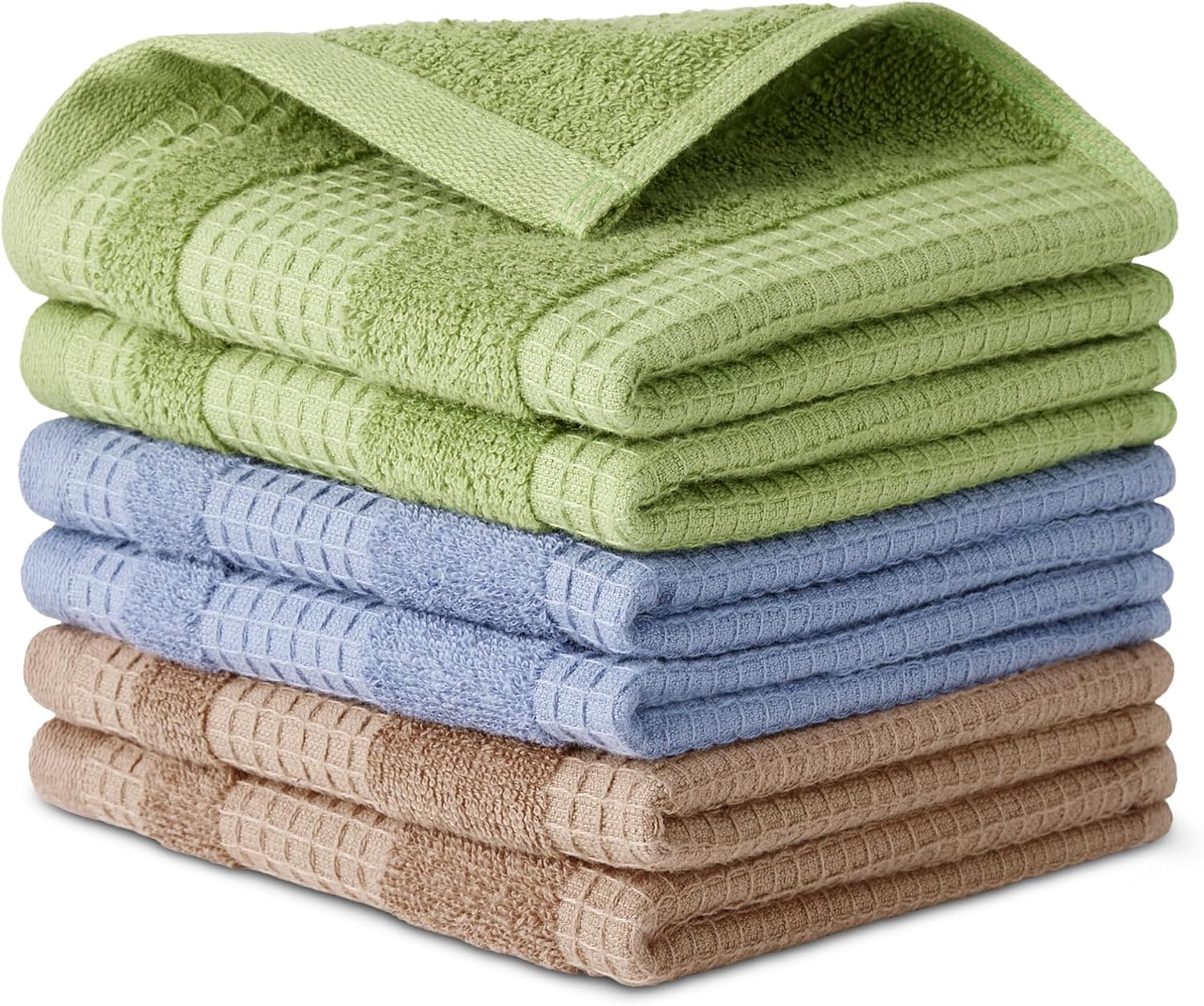 Detalle de Amazon Basics 100% Organic Cotton Waffle Dish Cloths (Pack of 6) – Ultra Absorbent and Quick Drying