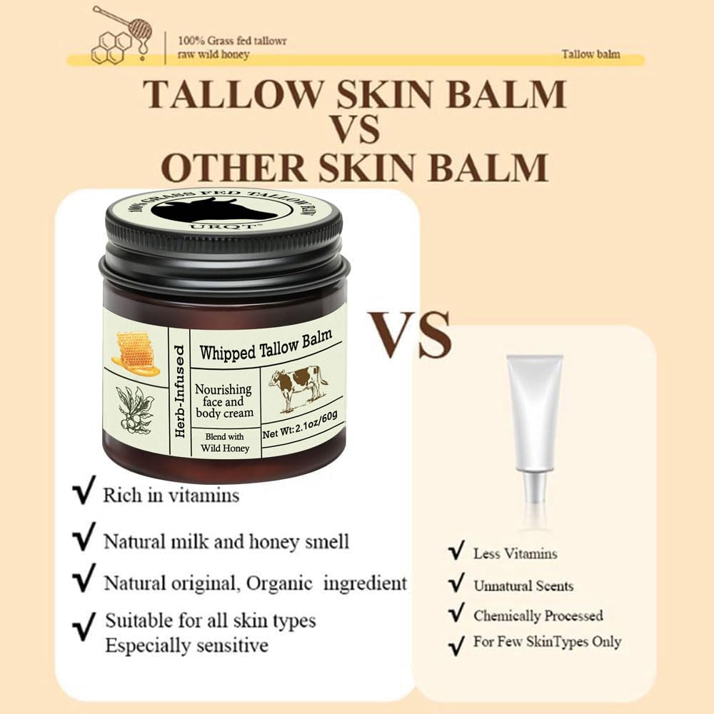 Thumbnail 6 de URQT Beef Tallow for Skin: Organic Grass-Fed Whipped Beef Tallow and Honey Balm