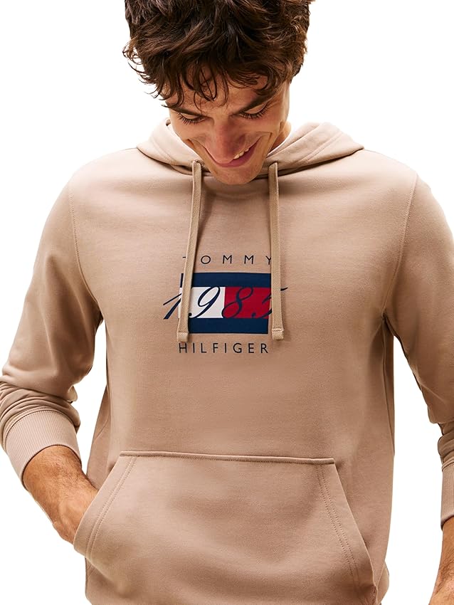 Detalle de Tommy Hilfiger Sudadera Linear Flag Graphic Beige M