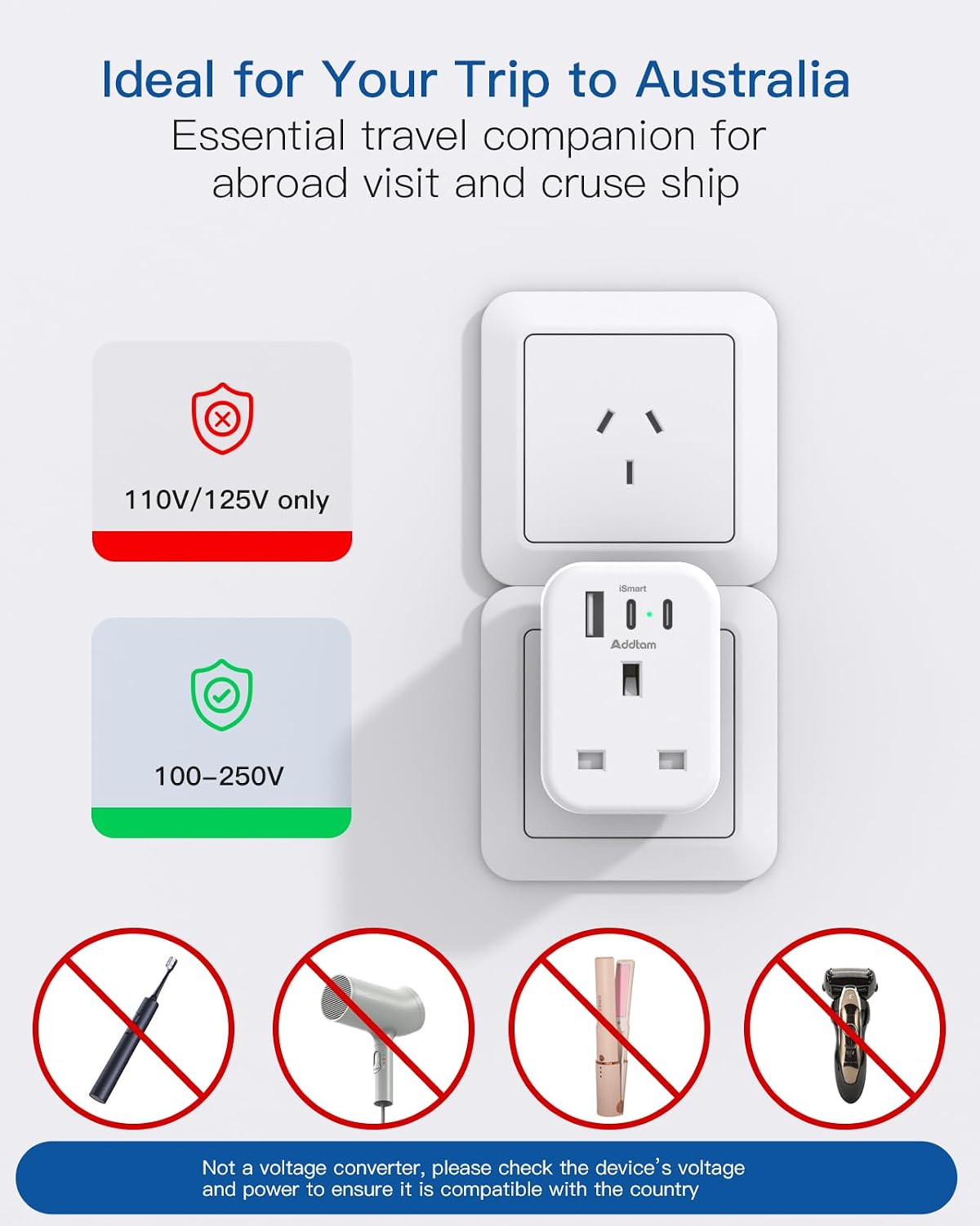 Thumbnail 5 de UK to Australia Plug Adapter 4-in-1 with 3 USB Ports 🔌
