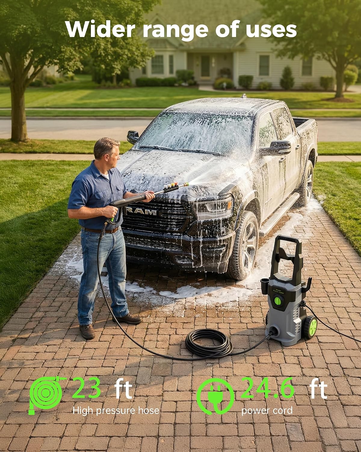 Detalle de 2026New ETOOLAB Electric Pressure Washer: 160Bar, 450L/H – robust, portable power for cars and outdoors
