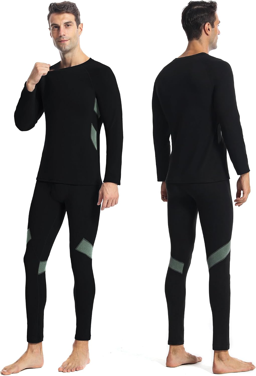Detalle de Runhit thermal underwear for men base layer set, fleece-lined stretch