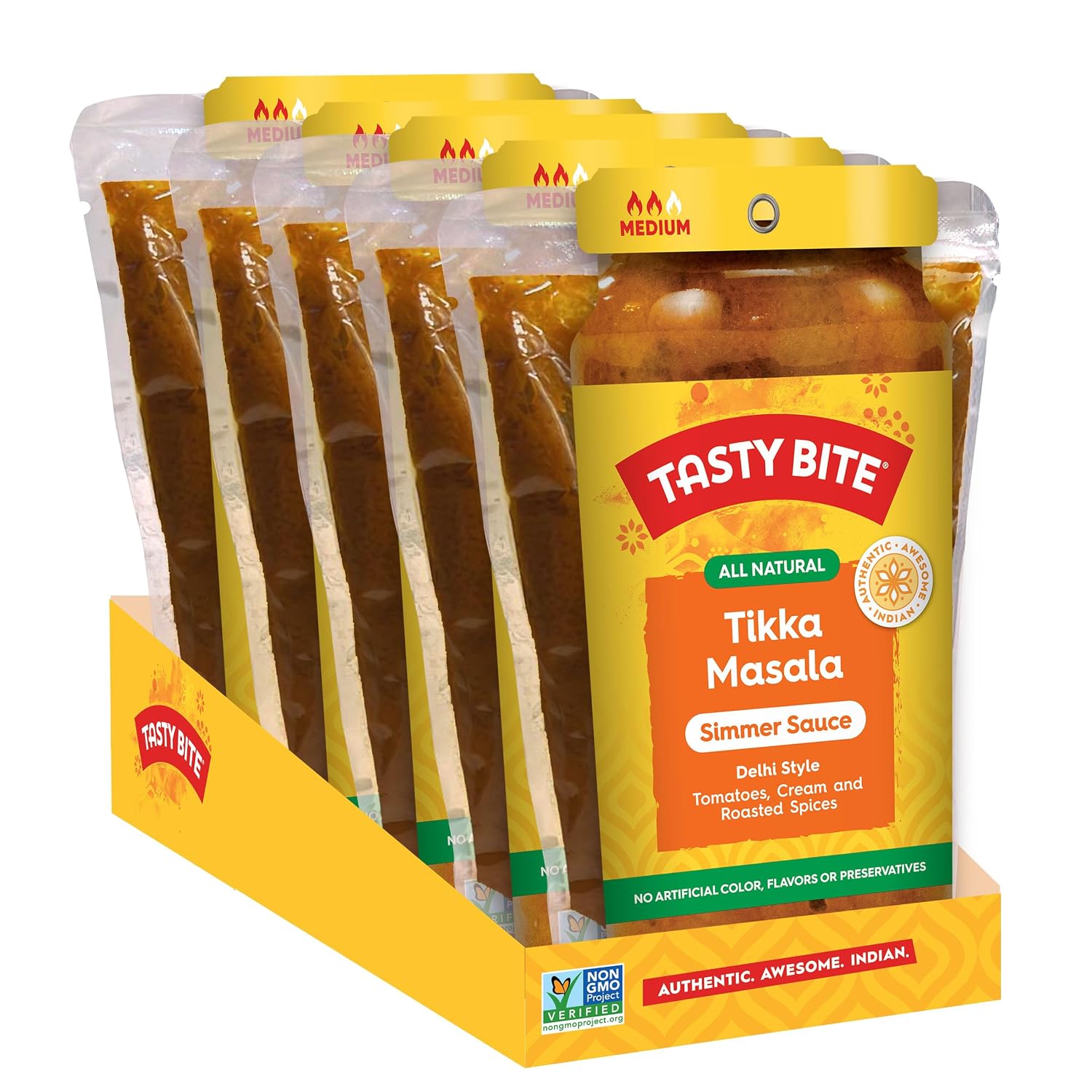 Detalle de Tasty Bite Delhi Style Tikka Masala Simmer Sauce, 7-Ounce 5-Pack