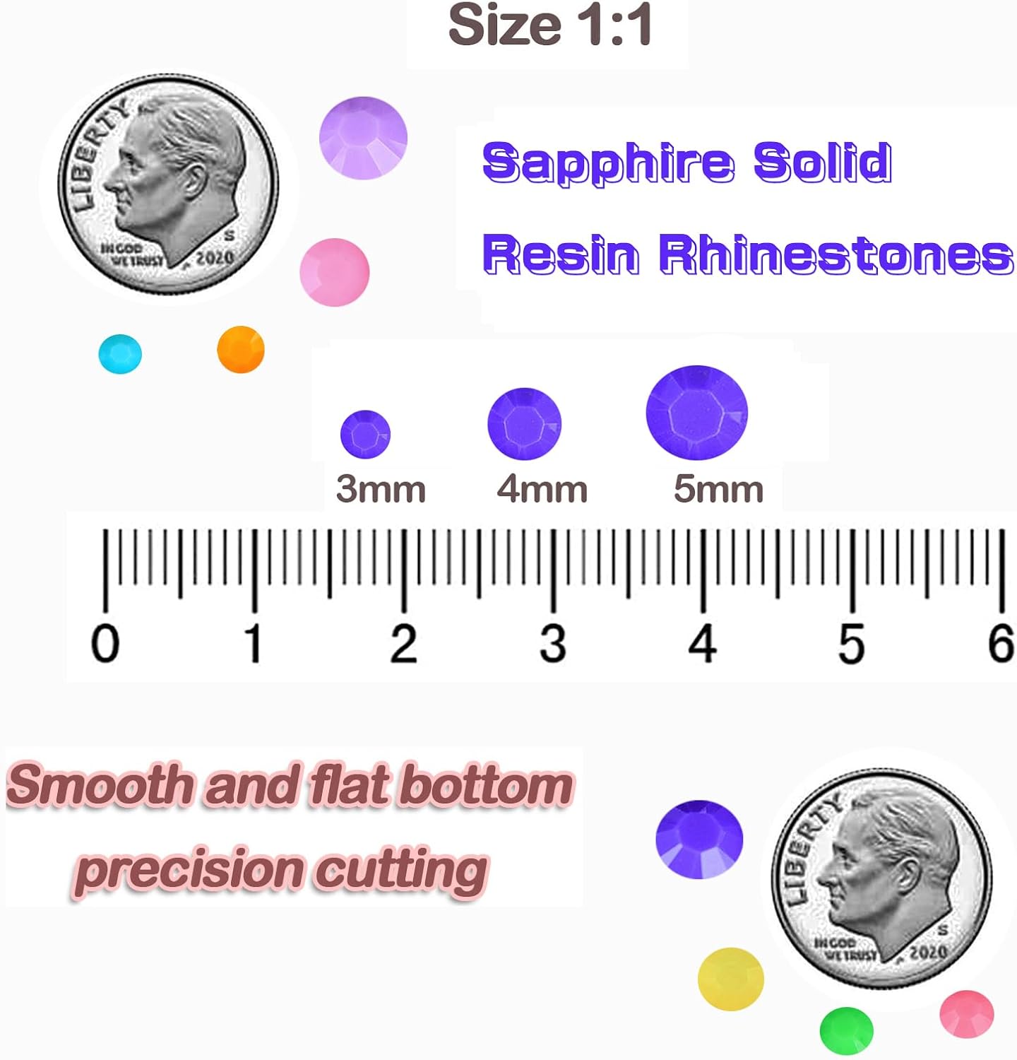 Thumbnail 1 de Sukiiy Sukea-J 4mm Resin Flatback Rhinestones, Sapphire, 2,500 Pieces