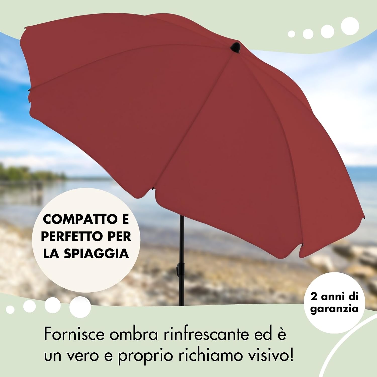 Detalle de Derby ombrellone rotondo 160 cm – versatilità e stile per spiaggia, balcone e terrazza