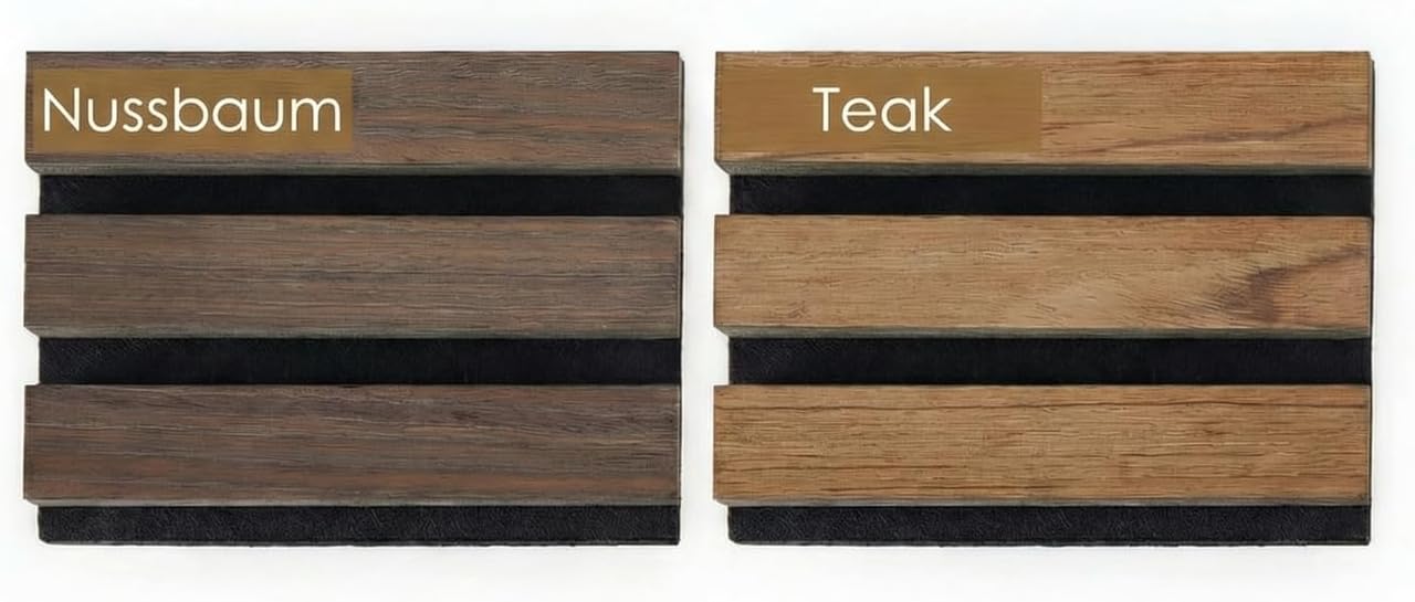 Detalle 2 de LarWorks Farbmusterpack für Akustikpaneele – 6 Muster (15 x 12 cm) in 2 Holzoptiken