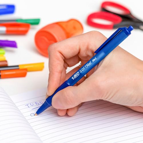 Detalle 2 de BIC Soft FeelClic Grip Penna a Sfera con Punta Media 1,0 mm – confezione da 12, Blu