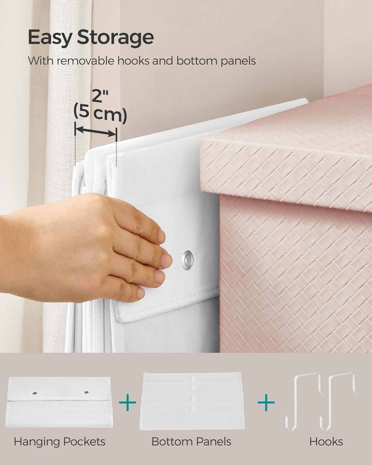 Thumbnail 6 de SONGMICS Over Door Storage Organiser RDH004W01 (Cloud White) with 4 pockets