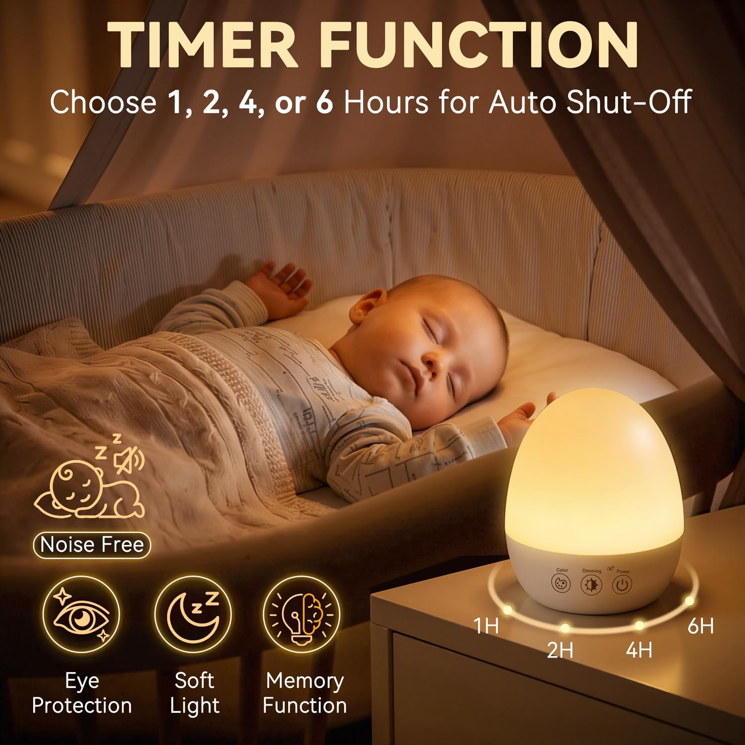 Thumbnail 6 de Auxmir Night Light for Kids: Egg Lamp for Baby Nursery with 3000mAh Battery, 13 Colours, 5 Modes, Remote & Timer