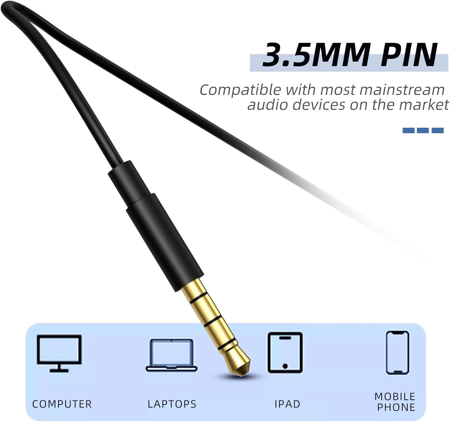 Detalle de MORMOQUE EP-06 Wired In-Ear Earphones (3.5mm) with Built-in Mic, Noise Isolation, 6 Ear Tips, HD Bass — Black