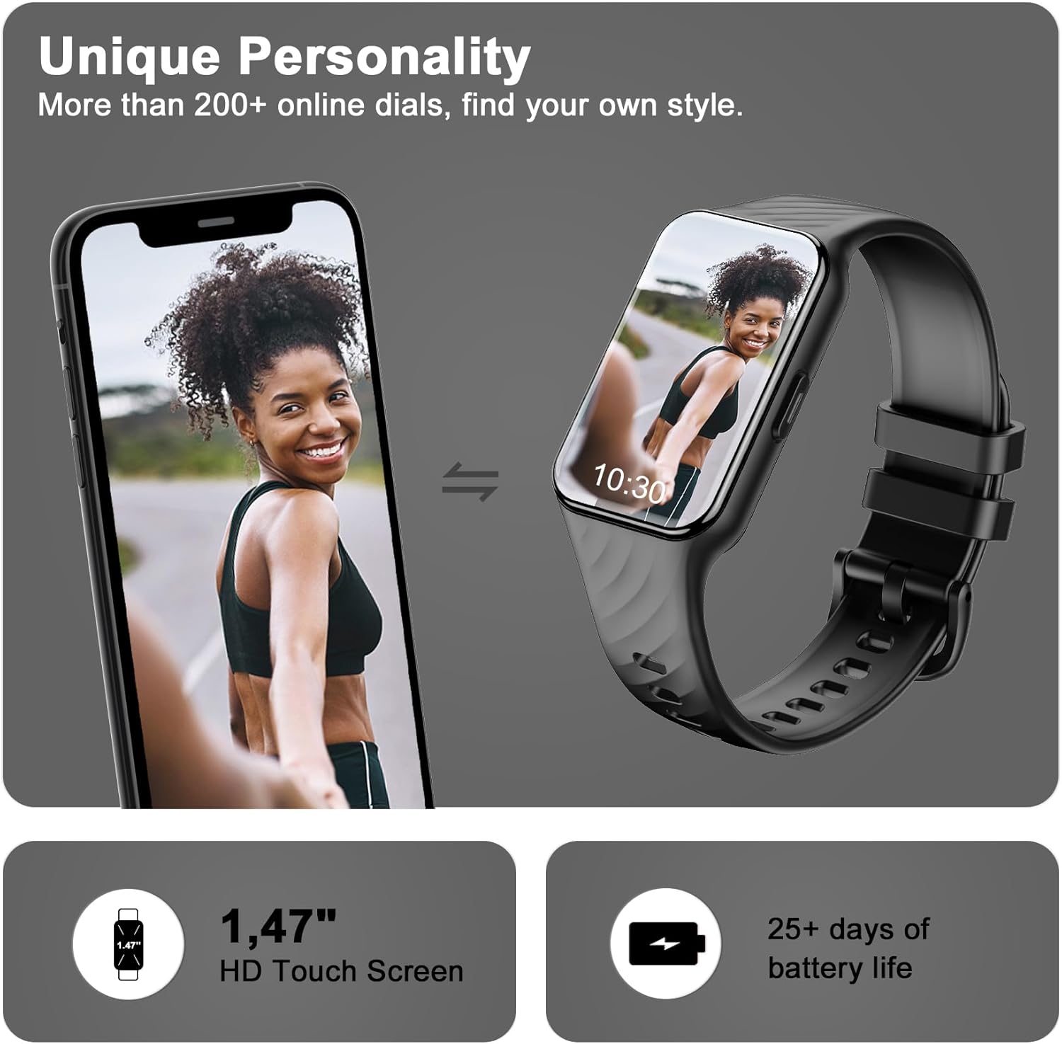 Thumbnail 1 de Blackview Smart Watch for Women and Men: 1.47" TFT Display, 50‑Day Battery, IP68 Waterproof