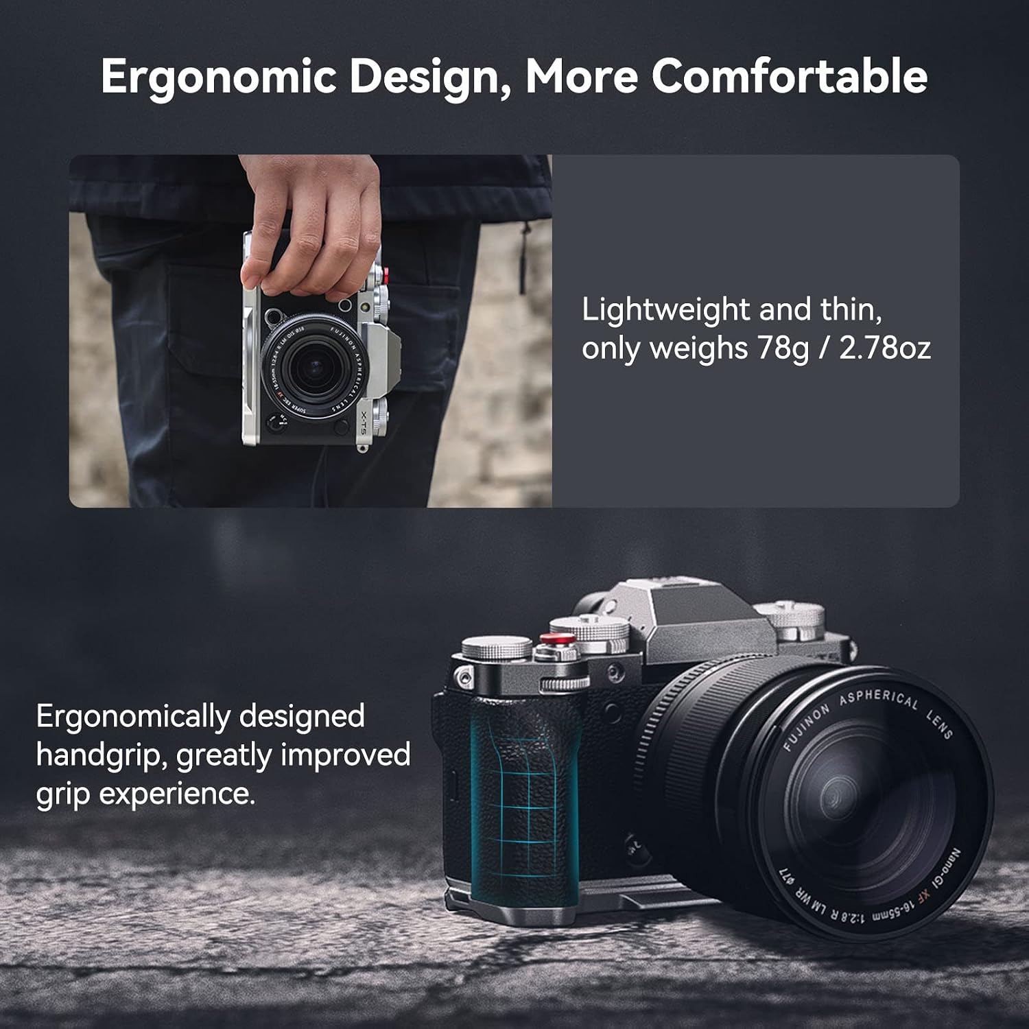 Detalle 2 de SMALLRIG L-Form Griff 4136 für Fujifilm X-T5 mit Arca-Schnellwechselplatte