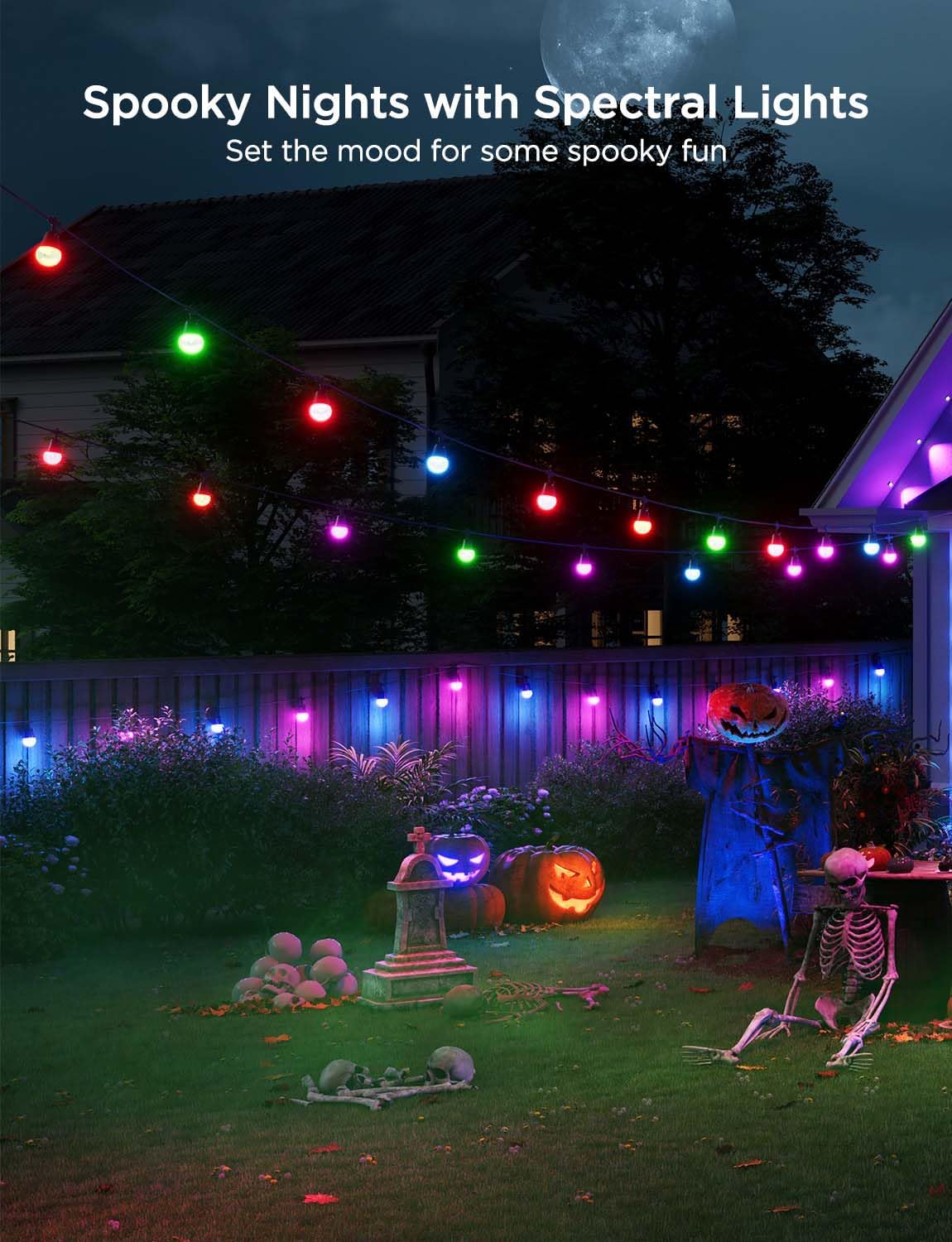 Detalle 2 de Govee Smart Outdoor String Lights 48ft with Dimmable LEDs 🎍