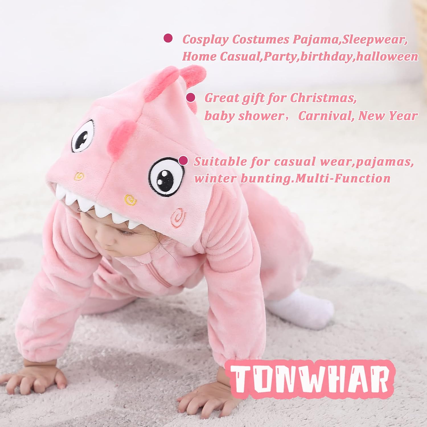 Detalle de TONWHAR Toddler Animal Romper in Plush Fleece