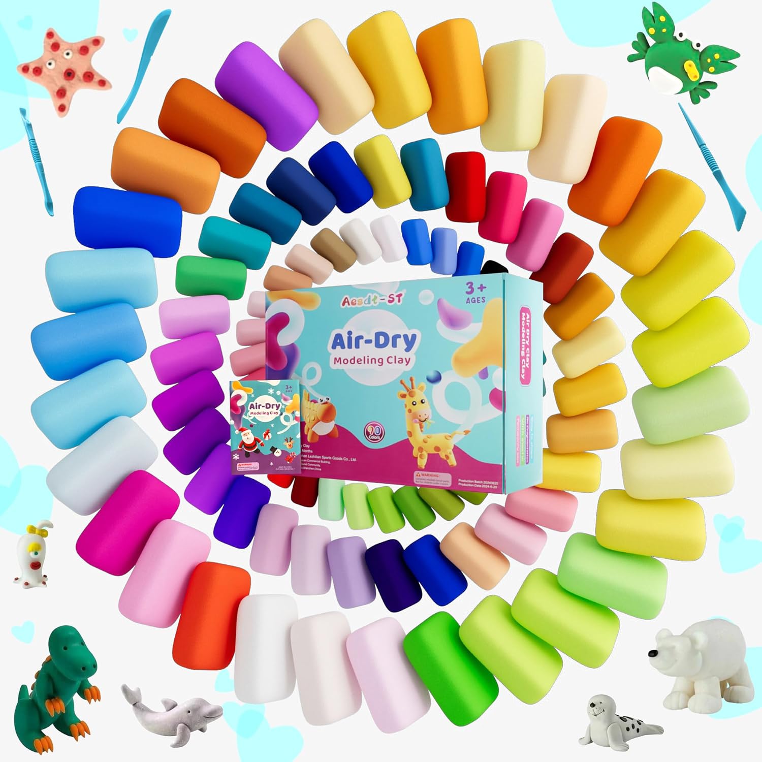 Thumbnail 1 de Aestd-ST Air Dry Clay (90 Colours) kids modelling clay set with sculpting tools
