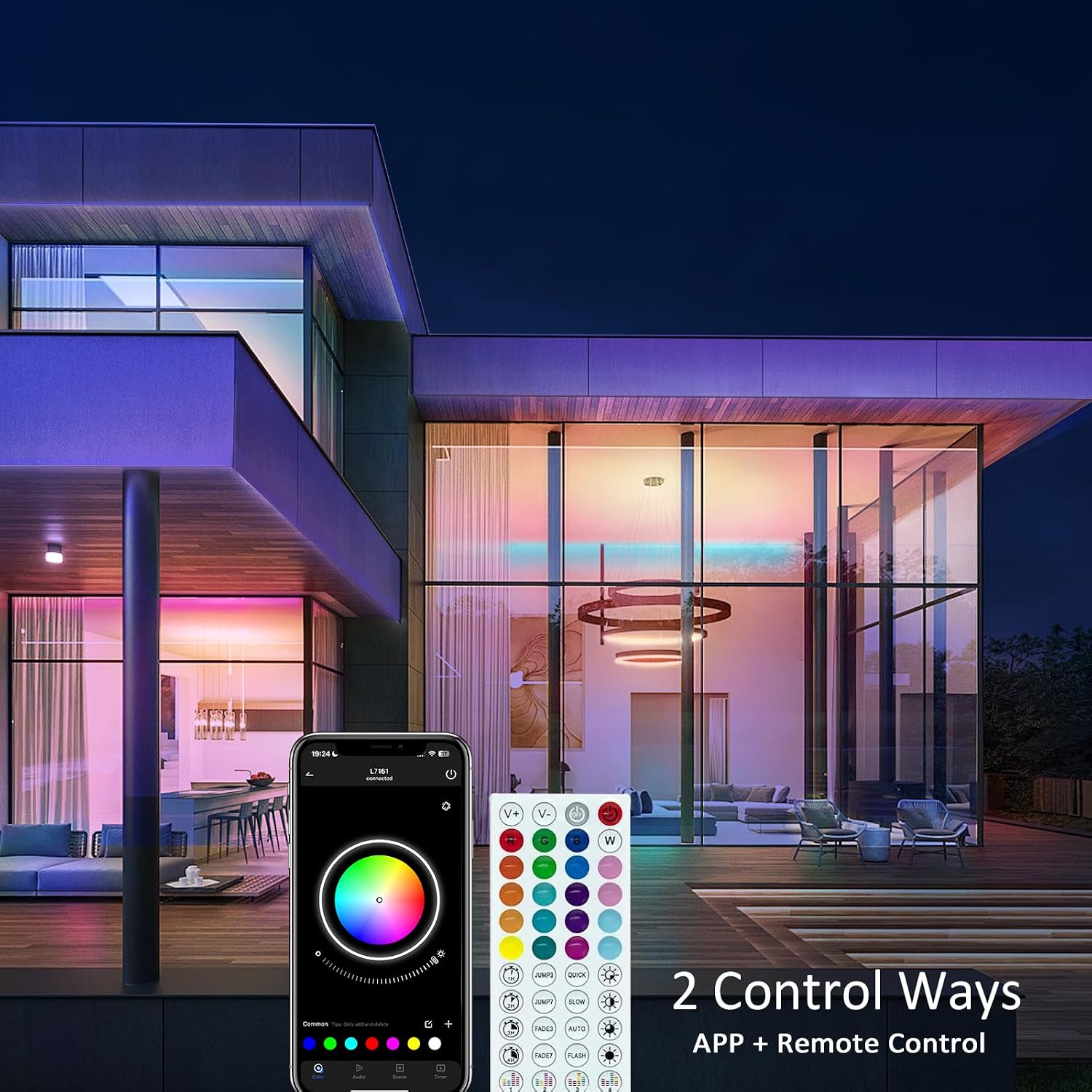Detalle 2 de HOVVIDA 30m RGB LED strip lights for rooms 🎉